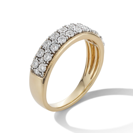 14K Gold Plated 1/5 CT. T.W. Lab-Grown Diamond Multirow Anniversary Band - Size 7