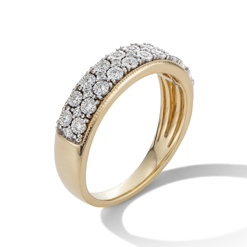 14K Gold Plated 1/5 CT. T.W. Lab-Grown Diamond Multirow Anniversary Band - Size 7