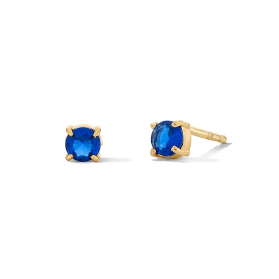 10K Semi-Solid Gold 3mm Round Blue CZ Solitaire Studs