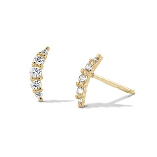 10K Semi-Solid Gold CZ Curve Studs
