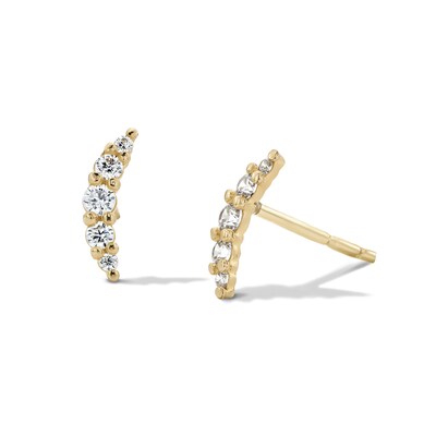 10K Semi-Solid Gold CZ Curve Studs