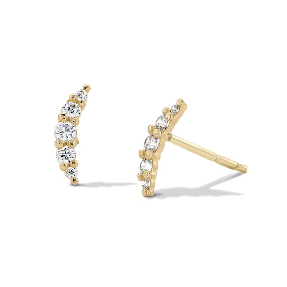 10K Semi-Solid Gold CZ Curve Studs