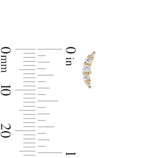 10K Semi-Solid Gold CZ Curve Studs