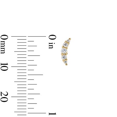 10K Semi-Solid Gold CZ Curve Studs