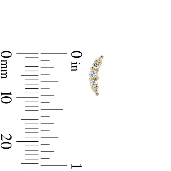 10K Semi-Solid Gold CZ Curve Studs