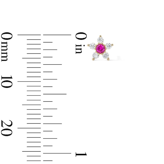 10K Semi-Solid Gold Pink and White CZ Flower Studs