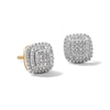 Thumbnail Image 1 of 14K Gold Plated 1/5 CT. T.W. Diamond Cushion Double Halo Studs