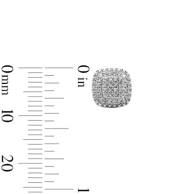 14K Gold Plated 1/5 CT. T.W. Diamond Cushion Double Halo Studs