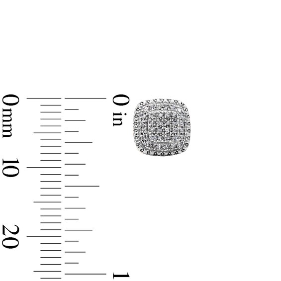 14K Gold Plated 1/5 CT. T.W. Diamond Cushion Double Halo Studs