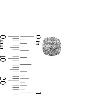 14K Gold Plated 1/10 CT. T.W. Diamond Cushion Double Halo Studs