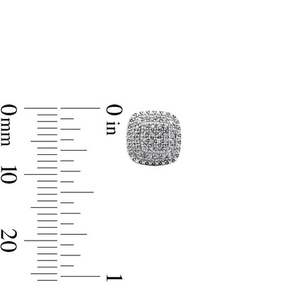 14K Gold Plated 1/10 CT. T.W. Diamond Cushion Double Halo Studs