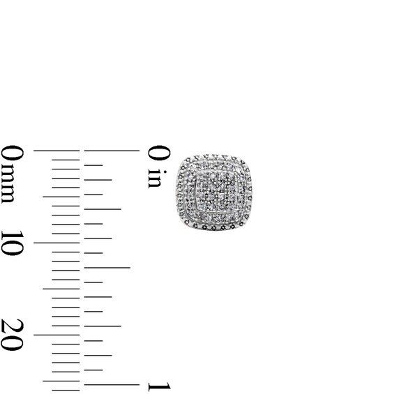 14K Gold Plated 1/10 CT. T.W. Diamond Cushion Double Halo Studs