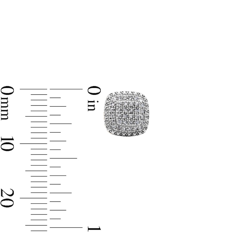 Main Image 2 of 14K Gold Plated 1/10 CT. T.W. Diamond Cushion Double Halo Studs