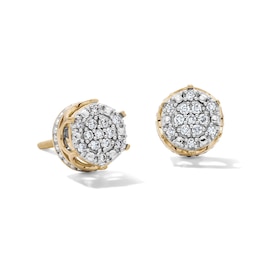 14K Gold Plated 1/4 CT. T.W.  Lab-Grown Diamond Crown Cluster Studs
