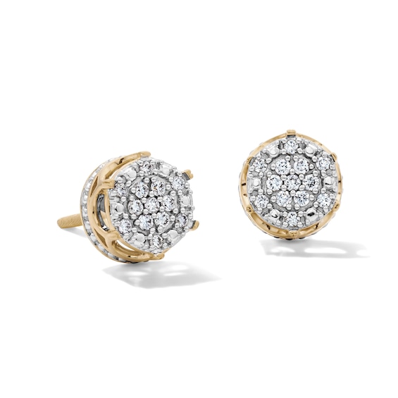 14K Gold Plated 1/4 CT. T.W.  Lab-Grown Diamond Crown Cluster Studs
