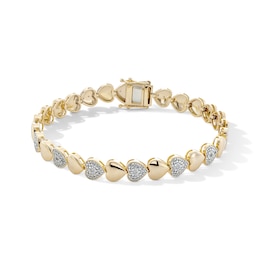 14K Gold Plated 1/20 CT. T.W. Lab-Grown Diamond Heart Bracelet - 7 in.