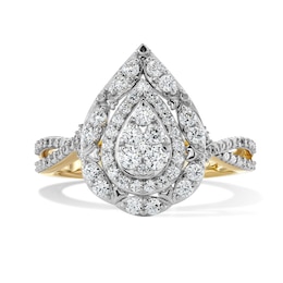 14K Gold Plated 1/2 CT. T.W. Lab-Grown Diamond Pear-Shaped Twist Ring - Size 7