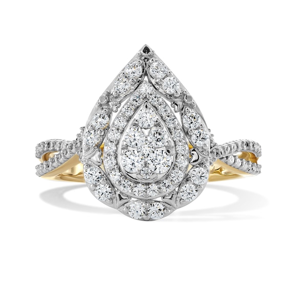 14K Gold Plated 1/2 CT. T.W. Lab-Grown Diamond Pear-Shaped Ring - Size 7