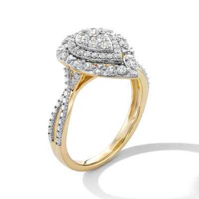 14K Gold Plated 1/2 CT. T.W. Lab-Grown Diamond Pear-Shaped Ring - Size 7