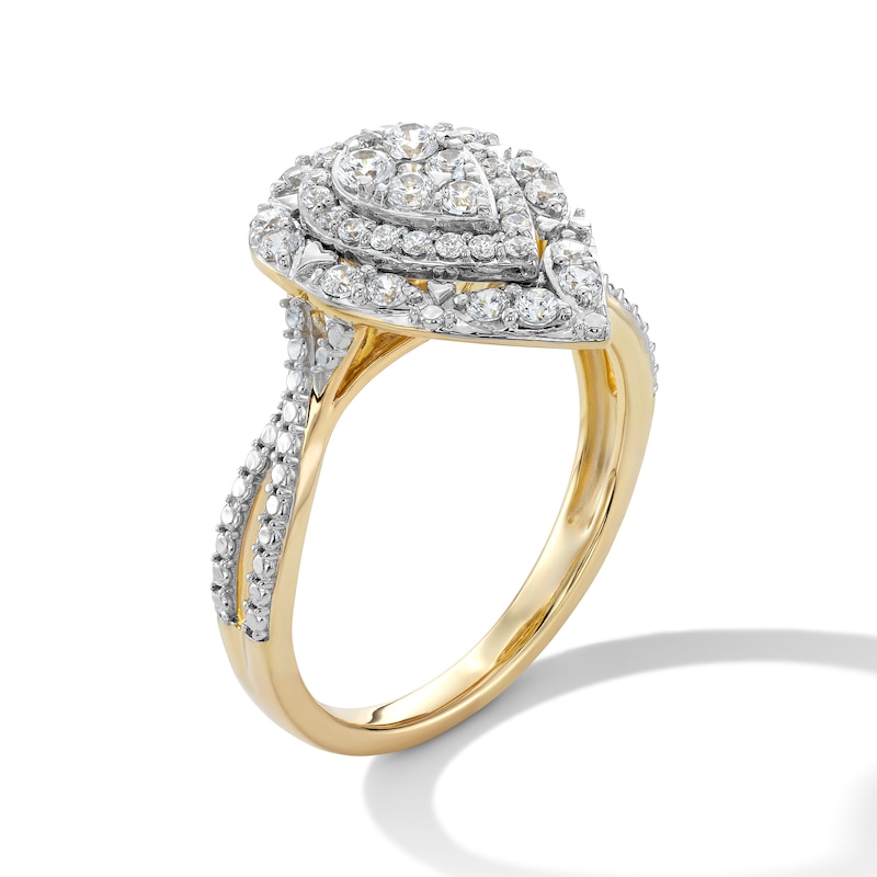 14K Gold Plated 1/2 CT. T.W. Lab-Grown Diamond Pear-Shaped Ring - Size 7