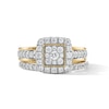 14K Gold Plated 1 CT. T.W. Lab-Grown Diamond Princess-Cut Cluster Halo Bridal Set - Size 7