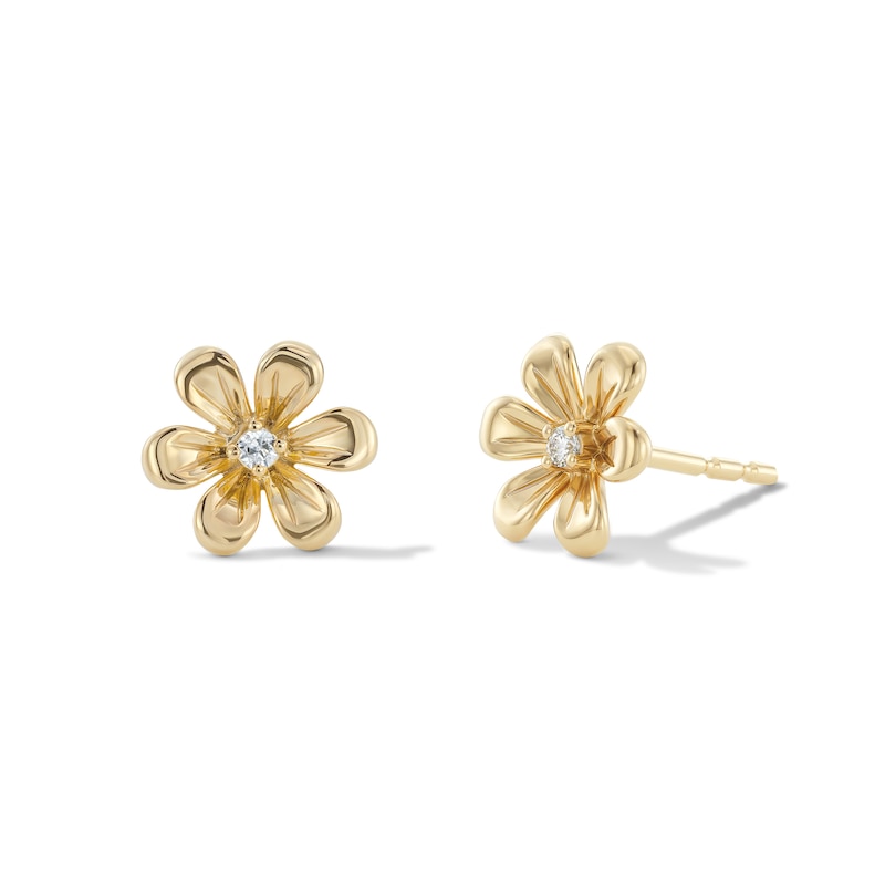 Main Image 1 of 14K Gold Plated Lab-Grown Diamond Accented Daisy Studs