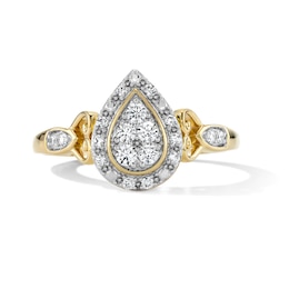 14K Gold Plated 1/4 CT. T.W. Lab-Grown Diamond Pear-Shaped Ring - Size 7