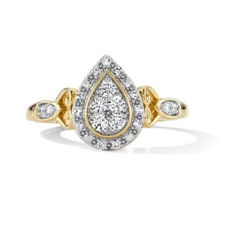 14K Gold Plated 1/4 CT. T.W. Lab-Grown Diamond Pear-Shaped Ring - Size 7