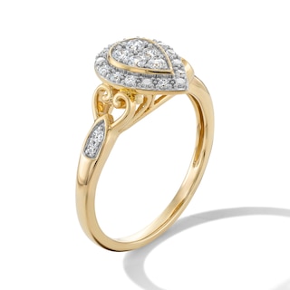 14K Gold Plated 1/4 CT. T.W. Lab-Grown Diamond Pear-Shaped Ring - Size 7