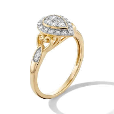 14K Gold Plated 1/4 CT. T.W. Lab-Grown Diamond Pear-Shaped Ring - Size 7