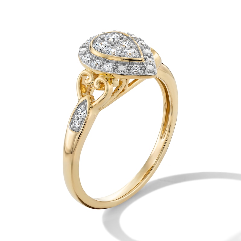 14K Gold Plated 1/4 CT. T.W. Lab-Grown Diamond Pear-Shaped Ring - Size 7