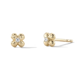 14K Gold Plated Diamond Accent Lab-Grown Diamond Flower Studs