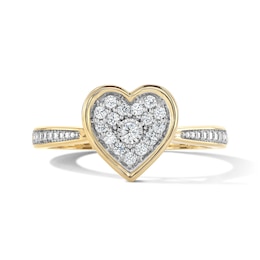 14K Gold Plated 1/6 CT. T.W. Lab-Grown Diamond Heart Ring - Size 7