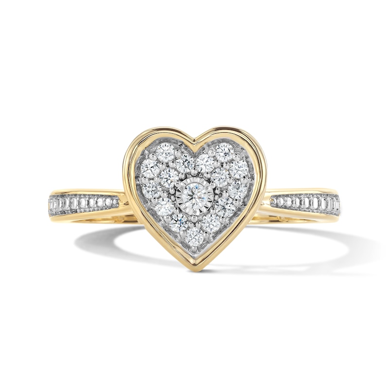 14K Yellow Gold Plated 1/6 CT. T.W. Lab-Grown Diamond Heart Ring - Size 7