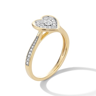 14K Yellow Gold Plated 1/6 CT. T.W. Lab-Grown Diamond Heart Ring - Size 7