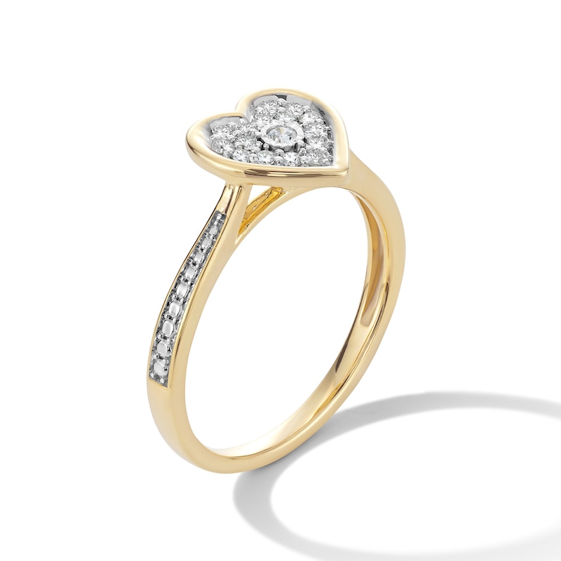 14K Yellow Gold Plated 1/6 CT. T.W. Lab-Grown Diamond Heart Ring - Size 7