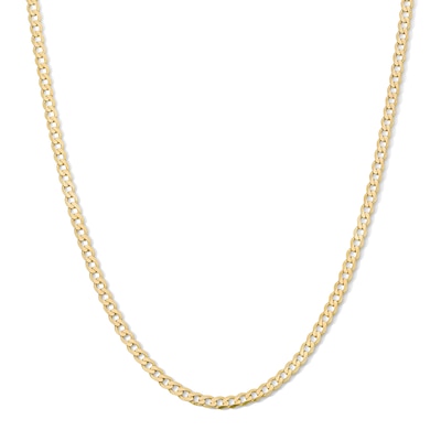 14K Gold Plated 3mm Flat Curb Chain - 18"
