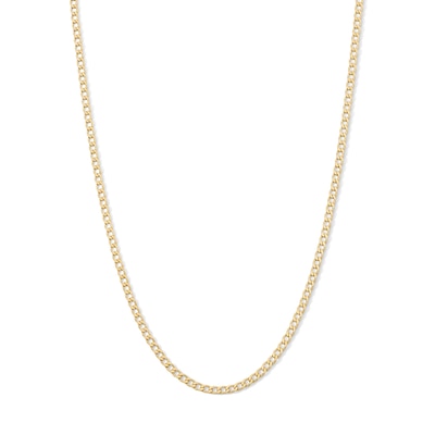 14K Gold Plated 2.3mm Flat Curb Chain - 16"