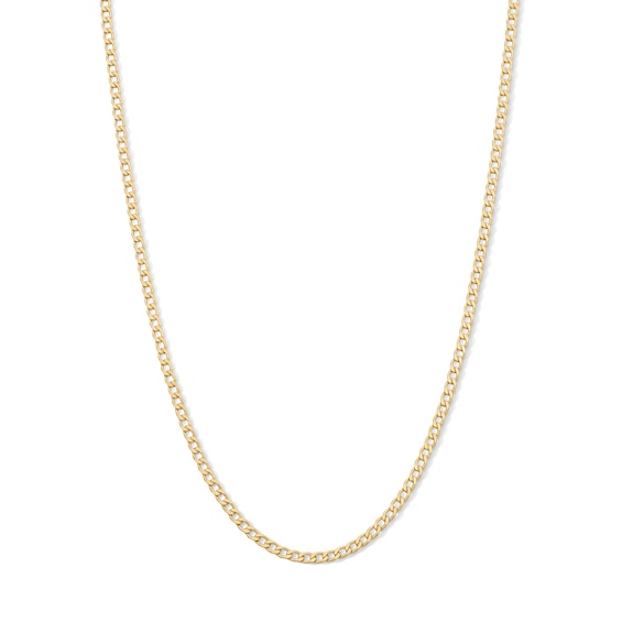 14K Gold Plated 2.3mm Flat Curb Chain - 16"