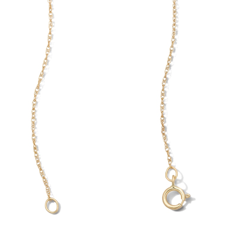 10K Solid Gold 1/10 CT. T.W. Lab-Grown Diamond-Lined Open Heart Pendant - 18"