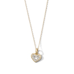 10K Solid Gold 1/10 CT. T.W. Lab-Grown Diamond Composite Heart Pendant - 18"