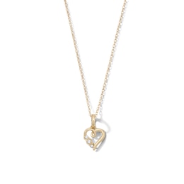 10K Solid Gold Lab-Grown Diamond Accent  Twist Heart Pendant - 18"