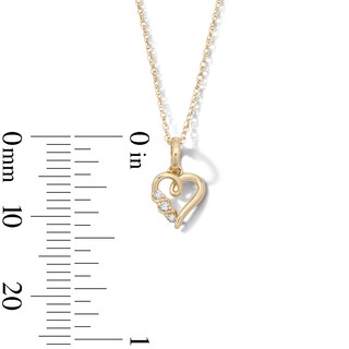 10K Solid Gold Lab-Grown Diamond Accent Three-Stone Twist Heart Pendant - 18"
