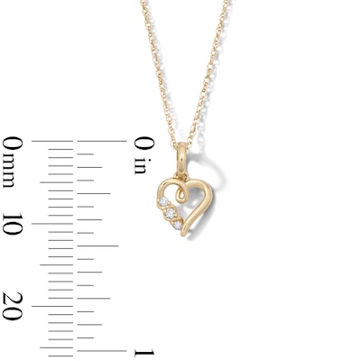 10K Solid Gold Lab-Grown Diamond Accent Three-Stone Twist Heart Pendant - 18"