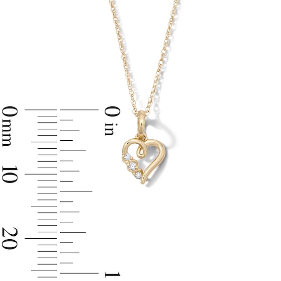 10K Solid Gold Lab-Grown Diamond Accent Three-Stone Twist Heart Pendant - 18"
