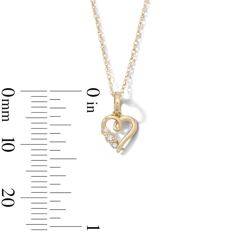 10K Solid Gold Lab-Grown Diamond Accent Three-Stone Twist Heart Pendant - 18"