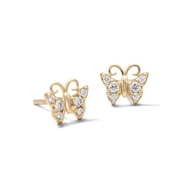 10K Solid Gold 1/10 CT. T.W. Lab-Grown Diamond Butterfly Studs
