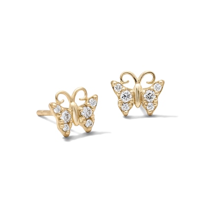 10K Solid Gold 1/10 CT. T.W. Lab-Grown Diamond Butterfly Studs