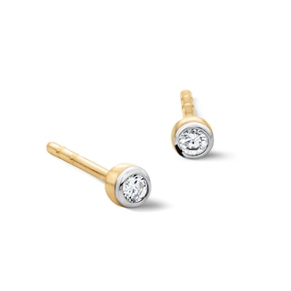 10K Solid Gold 1/20 CT. T.W. Lab-Grown Diamond Bezel Solitaire Studs