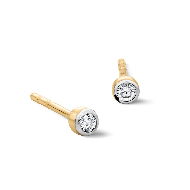 Main Image 1 of 10K Solid Gold 1/20 CT. T.W. Lab-Grown Diamond Bezel Solitaire Studs